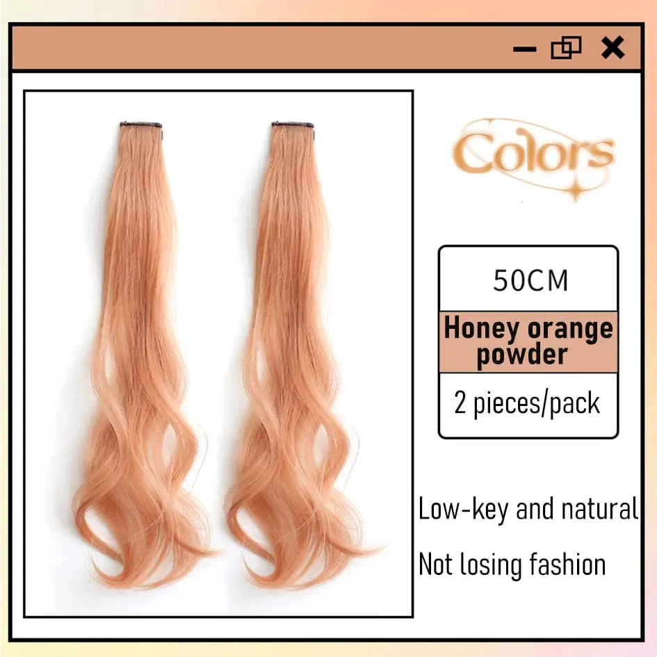 Synthetic 2 Pieces Set 50cm 60cm Colored Curly Hair Extensions Water Wave Pink Blue Purple Halloween Christmas Wig