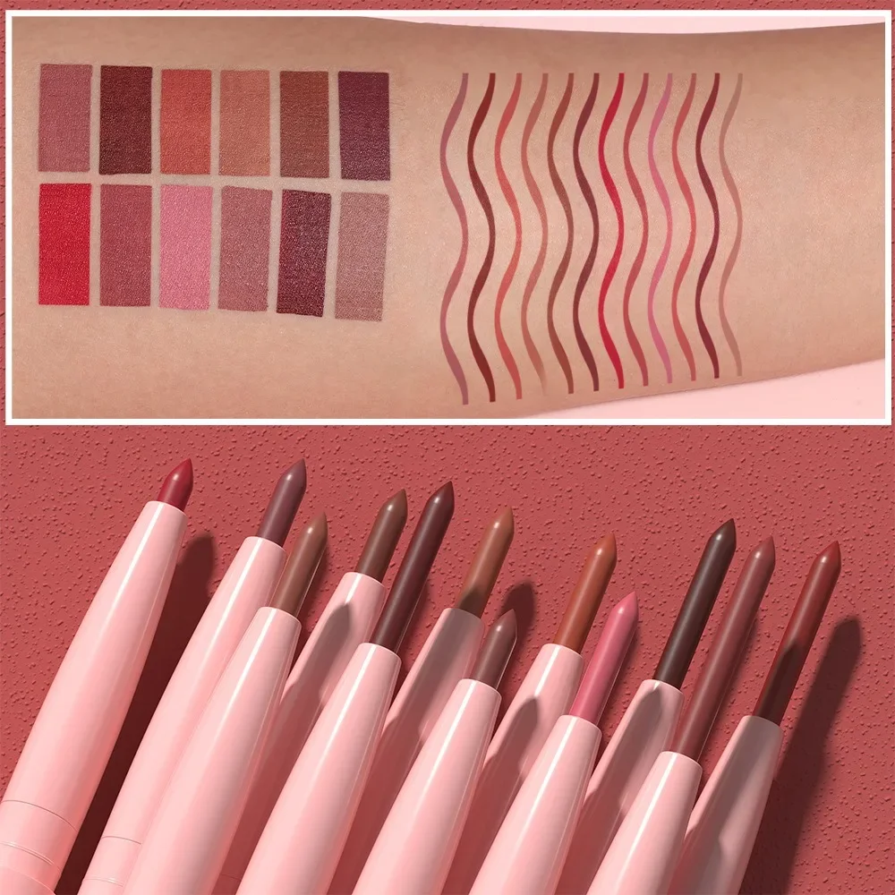 1Pc 테이퍼 펜촉 립 라이너 펜슬 매트 플럼핑 립 스테인 라스팅 방수 파인 립스틱 슬림 립 아웃라인 컨투어 메이크업 핑크