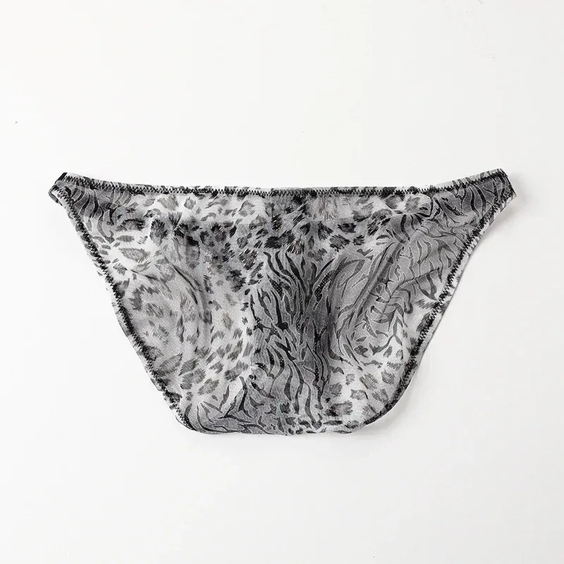 Men Leopard Printed Mesh Underwear Ice Silk Thin Breathable Low Waist Quick Dry Cool Summer Mens Briefs Panties — image 16