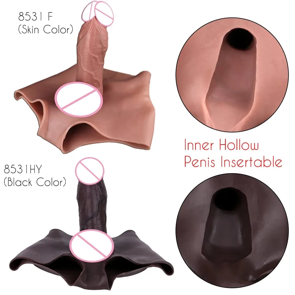 2 Colors Skin-Like Penis Sleeve Underwear насадка на член Male Strap-On Huge Ultra Realistic Hollow Dildo Pants Dick Extend