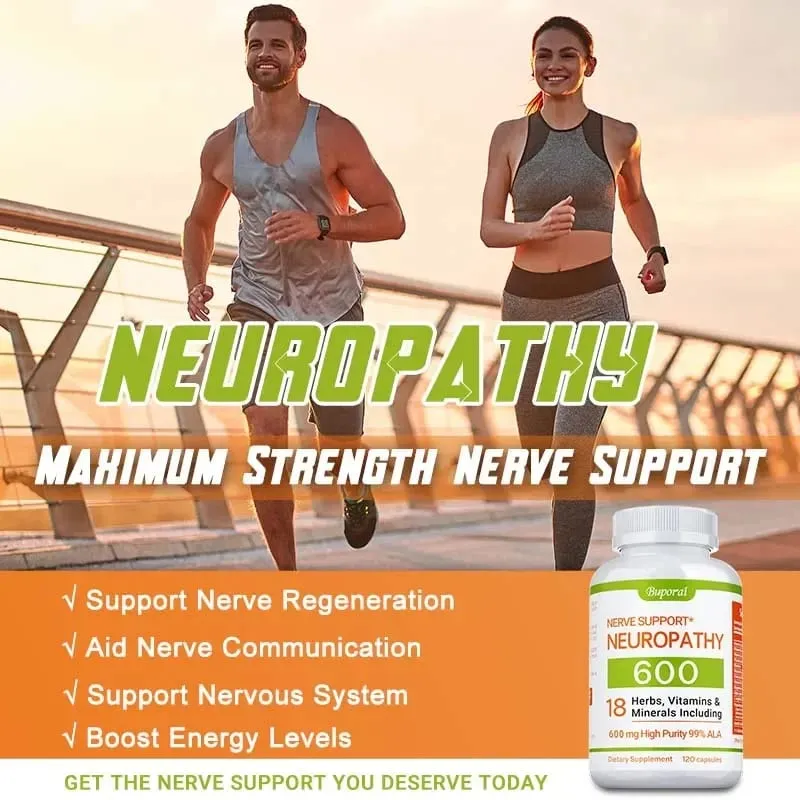 Neuropathy Support Supplement 600mg - Reduces Stress Promotes Nerve Health and Brain Function Cellular Energy Non-GMO — image 4