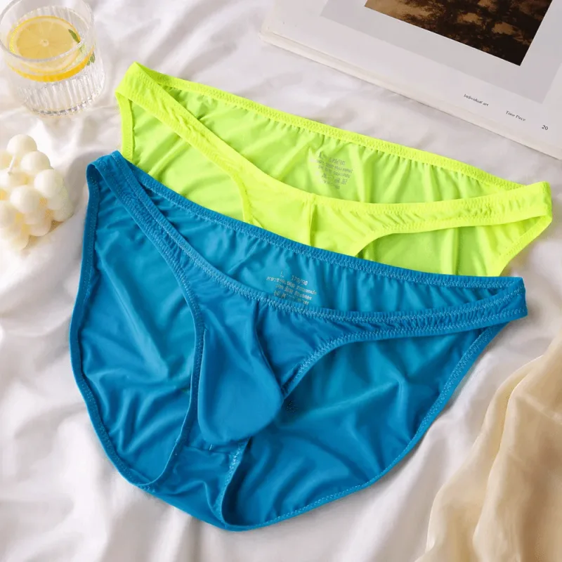 Quick-Dry Ultra-Thin Ice Silk กางเกงชั้นในชายไม่มีรอยต่อชุดชั้นใน U-Pouch ชุดชั้นในกางเกงตาข่าย Travel