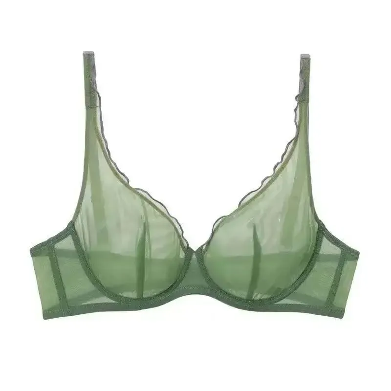 European Luxury Lingerie Set Full Cup Sheer Ultra Thin Bra & Panty Set Sexy Comfort for Women Large Small MOYISU Sexy Tushy S-XL
