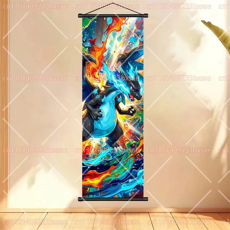 Anime Pokémon Gengar Charizard Kyogre Gyarados Mewtwo Rayquaza Cool Poster Hanging Scroll Painting Birthday Holiday Party Gift