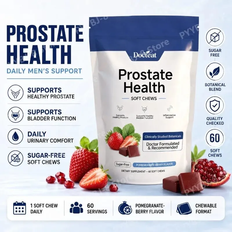 Men's Daily Prostate Health Supplement – Plant Sterols Beta-Sitosterol Zinc Vitamin C Selenium 60 Soft Chews Pomegranate-Berry — image 2