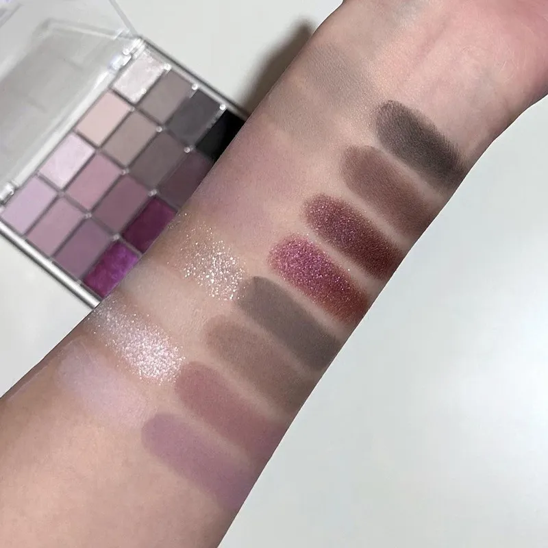 16 Colors Black Pink Eyeshadow Palette Glitter Shimmer Pearlescent Matte Low Saturation Style Long Lasting Eye Shadow Eye Makeup