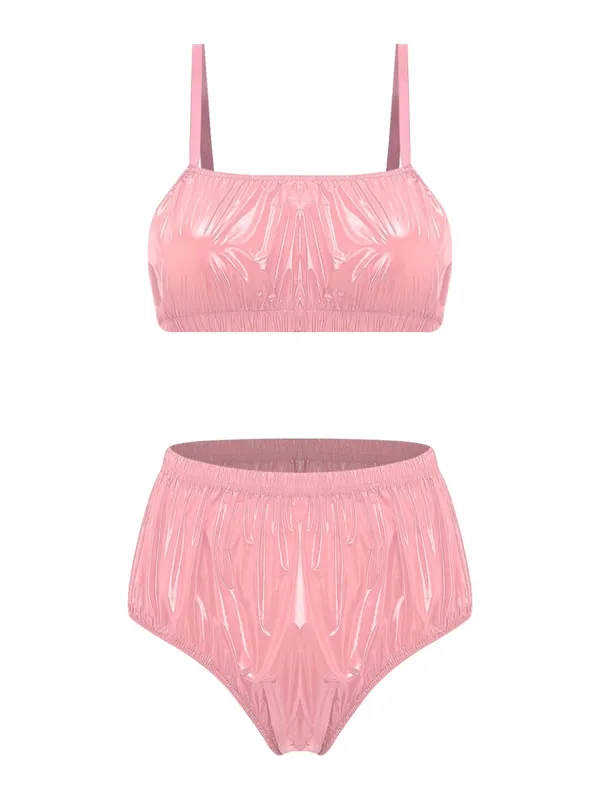 Women Swimwear Swimsuit Waterproof Lingerie Set Bikini Nightwear Clubwear Bra Top with Shorts for Beach Pool Party Sunbathing