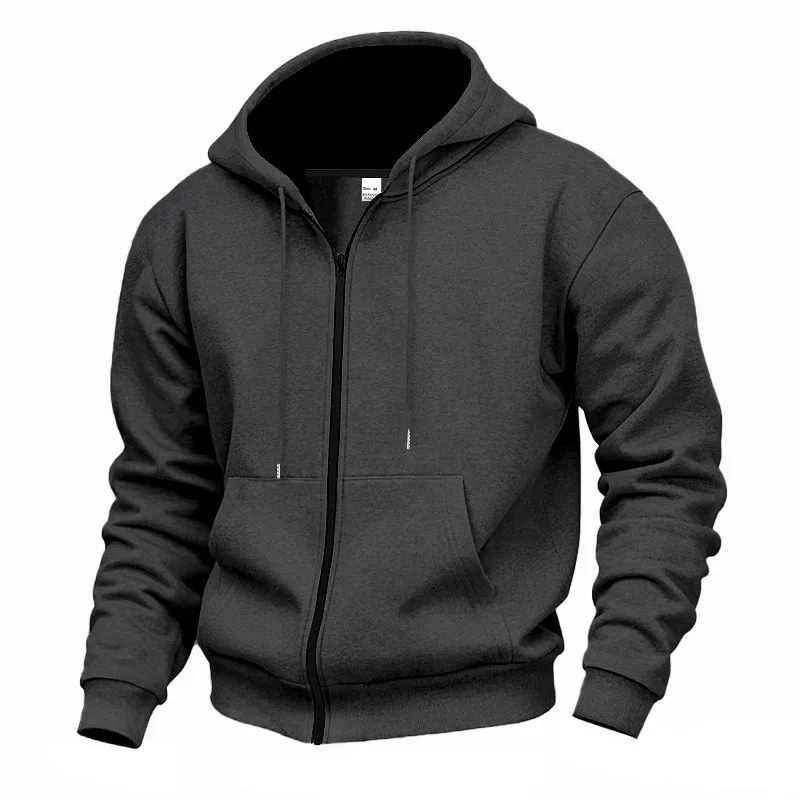New 2026 Men's Autumn Casual Solid Long Sleeve Zipper Hooded Sweatshirt Coat Male Fashion Outdoors Sportswear Hoodies Jackets — image 46