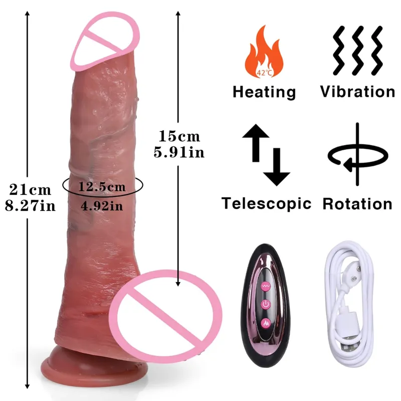 Long Dildo Vibrators for Women Heating Telescopic Machine Sex Toys Super Big Dick Large Realistic Penis Huge Dildos Vibrator — image 13