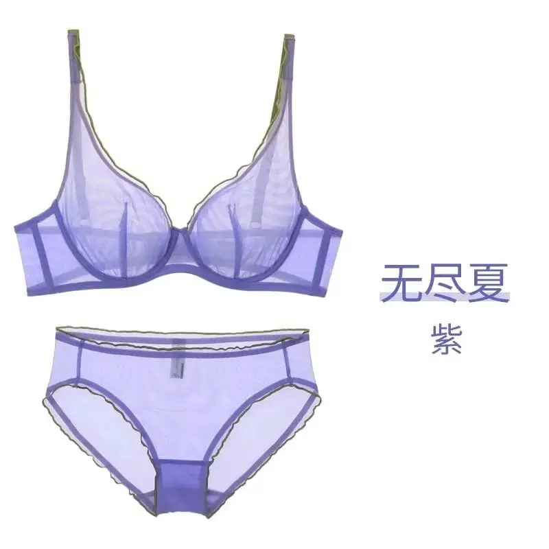 Sophisticated French Minimiser Bra Underwire Support Triangle Cups Non Padded Mesh Lingerie Set For Large Bust MOYISU Panty Set