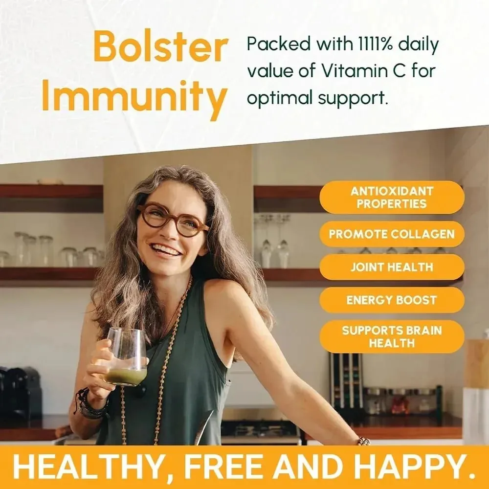 Vitamin C Capsules 1000mg - Immune Support Cellular Energy Production Improve Skin Brightening Skin Teeth & Heart Health