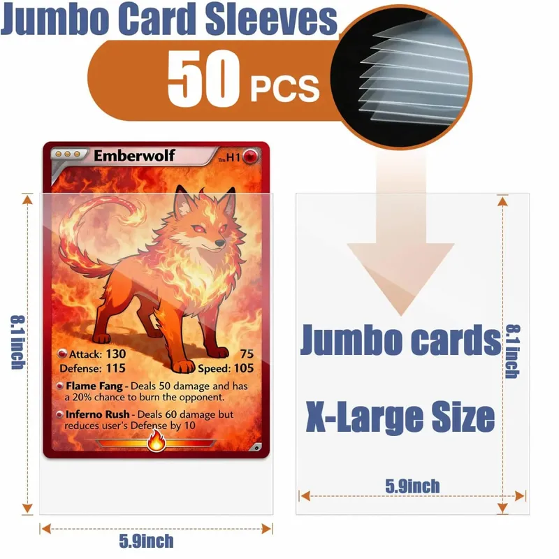 Jumbo Cards Sleeves L Xl Large Size Transparent Card Holder Protector For Tcg Mtg Game Sport Cards Oversized Trading Card Photo