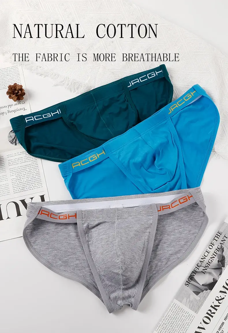 Mens Cotton Briefs Solid Color High Cut Hollow Low Waist Sexy Underwear Wholesale — image 6
