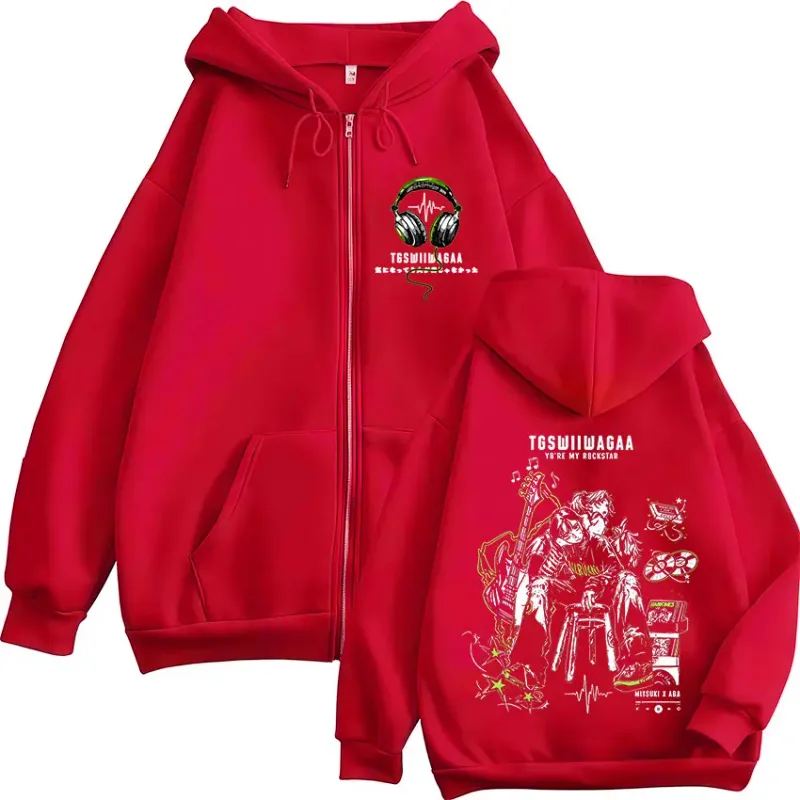 Anime The Guy She Was Interested in Wasn't A Guy At All Zipper Hoodies Men Women Fashion Casual Zip Up Hooded Sweatshirts Jacket