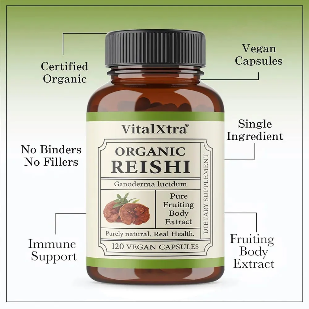 Kapsul Cendawan Reishi 1000mg Ganoderma Lucidum Menyokong Relaksasi Kesihatan Kekebalan Tubuh Tidur & Tenaga Asli Vegan Bukan GMO — image 6