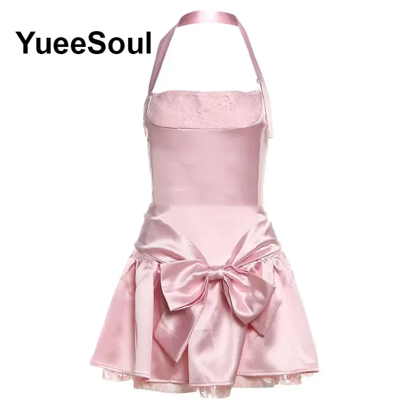 Pink Women's Dress Elegant Evening Birthday Party Female Dresses 2026 Summer New Sweet Cute Y2K Casual High Street Lolita Dress