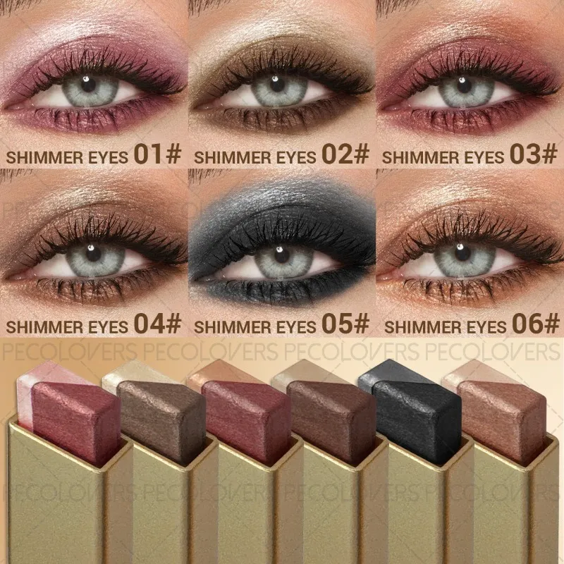 1PC Two-color Eyeshadow Stick Eye Highlighter Lazy Eyeshadow One Touch To Set High Color Development Eye Cosmetics