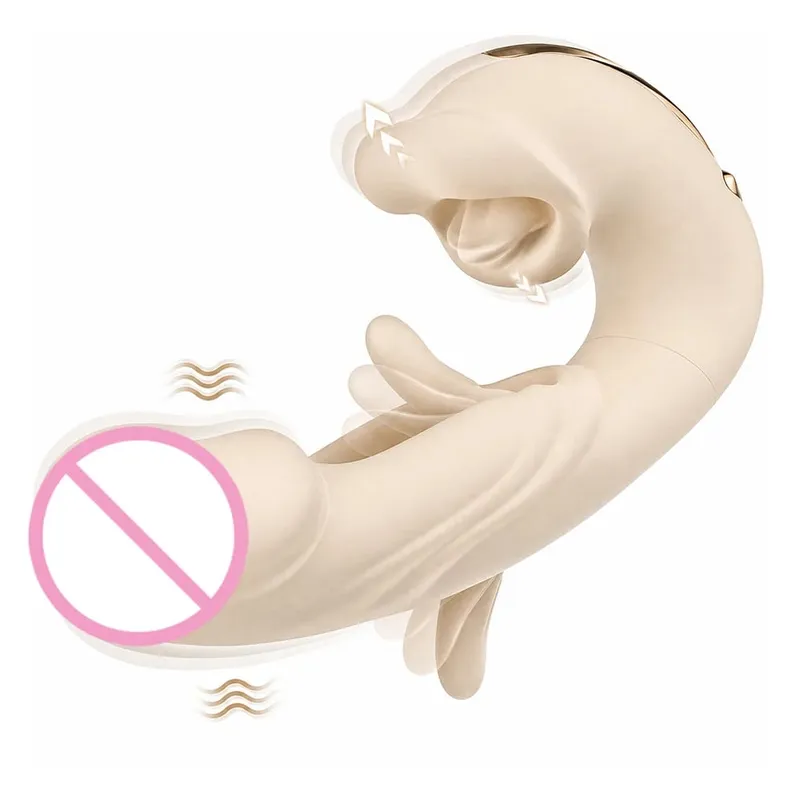 3In1 Thrusting Vibrator Female Tongue Licking Dildo Clitoris Stimultor Finger Flapping Vagin Massager Adult Sex Toys for Women — image 9