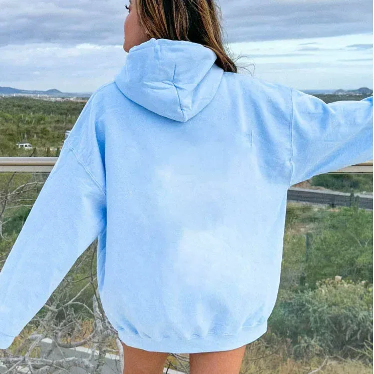 Women candy colored dopamine sweatshirt in spring and autumn colors, oversized shoulder long sleeved pullover hooded sweatshirt — image 4