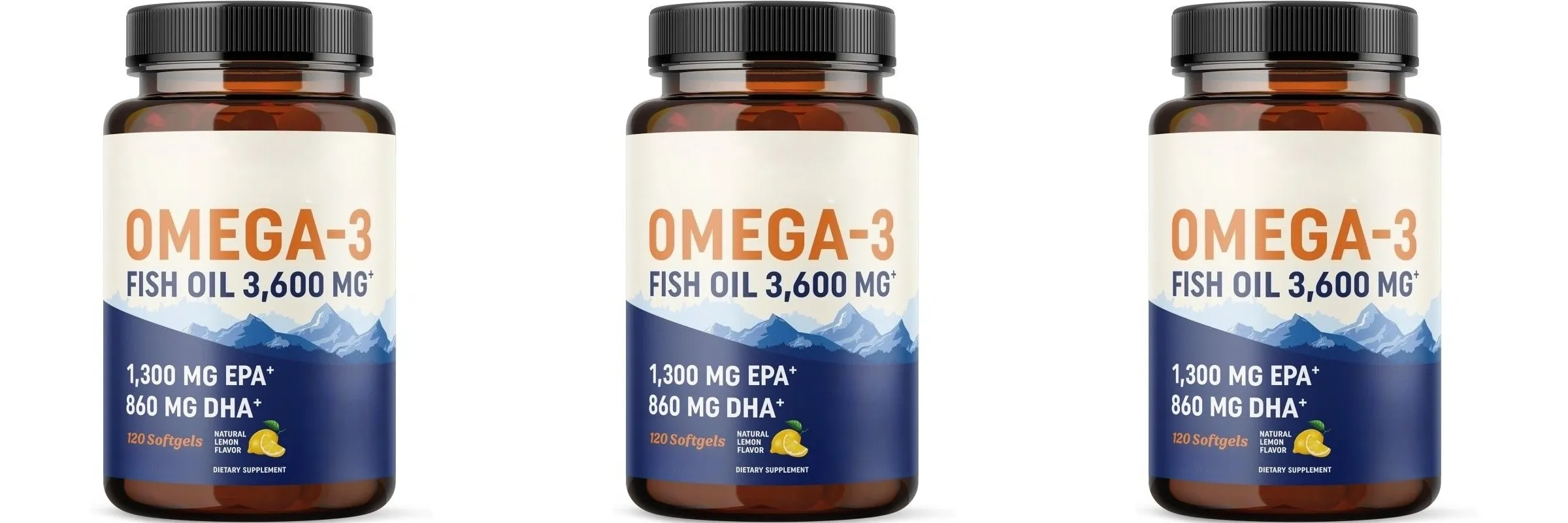 Omega-3 Fish Oil 3600mg EPA DHA 120 Softgels Non-GMO Dietary Supplement Supports Heart Brain Eye Joint Health Immune System