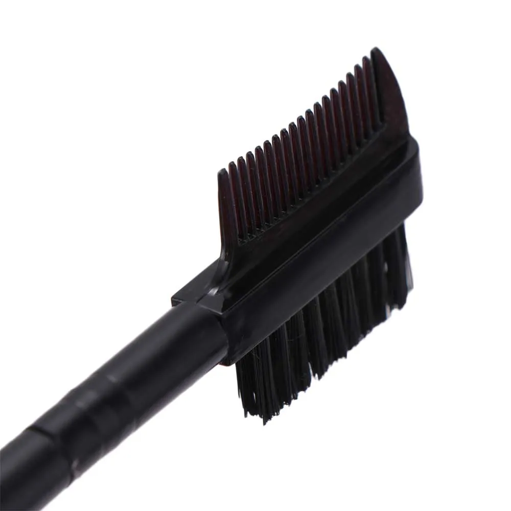 Black High Quality Double Ended Dual Head Makeup Tool Wood Handle Makeup Brushes Eyebrow Comb Eyelash Brush Eyebrow Brush Comb
