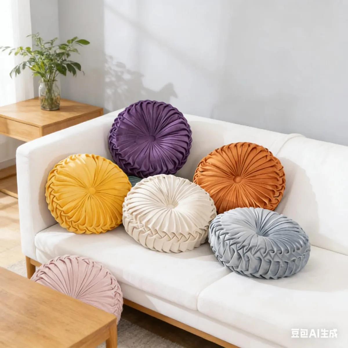 Plush Pumpkin Cushion Handmade Lumbar Support Pillow for Sofa Bed Office Nordic Decor — image 9