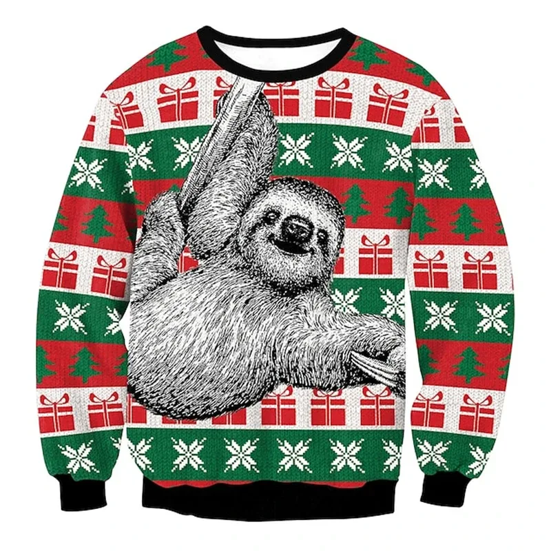 Funny Santa Claus Pattern Ugly Christmas Sweatshirt Men New 3d Printed Xmas Party Crew Neck Long Sleeve Women New Year Hoodies