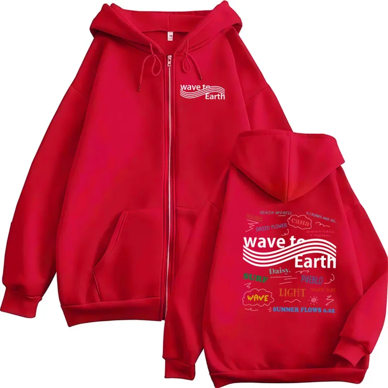 Korean Band Wave To Earth The Pieces Tour 2026 Zipper Hoodies Men Women Clothing Long Sleeve Vintage Oversized Coats Sweatshirt