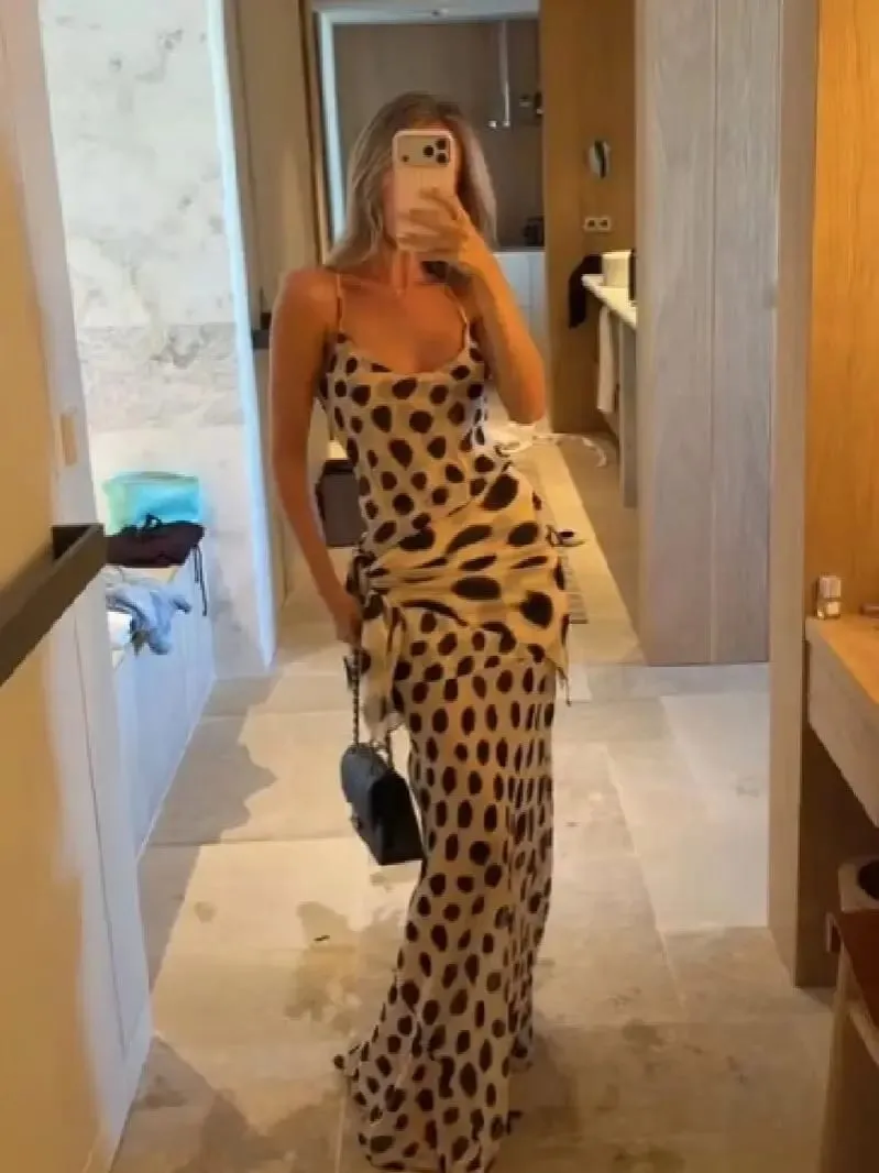 Fashion Polka Dot Patchwork Vestido Women Elegant Spaghetti Strap Slim Fit Bodycon Dresses Summer Vacation Date Club Outfit 2026 — image 1
