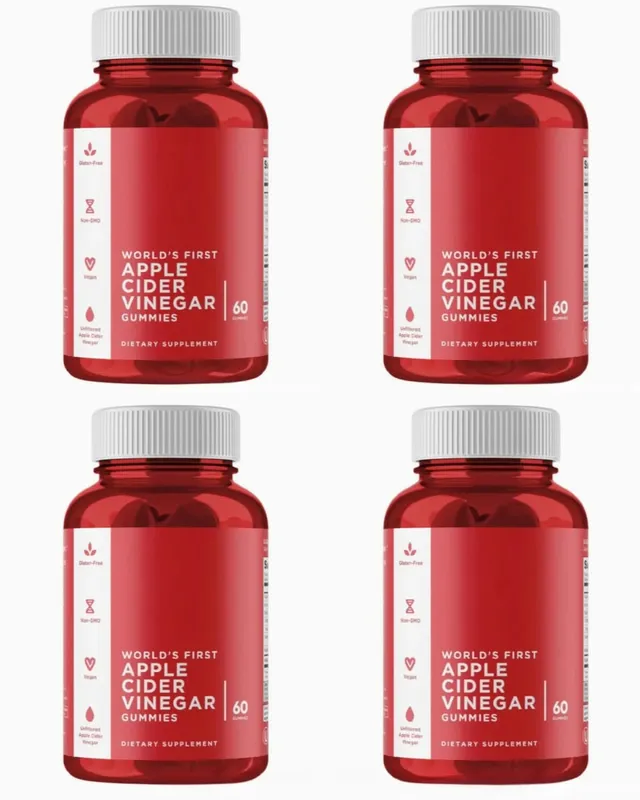3-Pack Gummies Set: Ashwagandha for Stress Relief Gut Health Probiotics + ACV Detox Vegan Gluten-Free Supplement 60 Ct Each