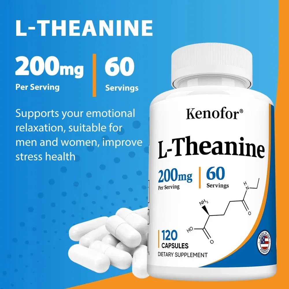 L-Theanine 200 Mg Extra Strength Theanine Supplement – Focus and Relaxation Support Improved Sleep Non-GMO and Gluten-Free — image 2