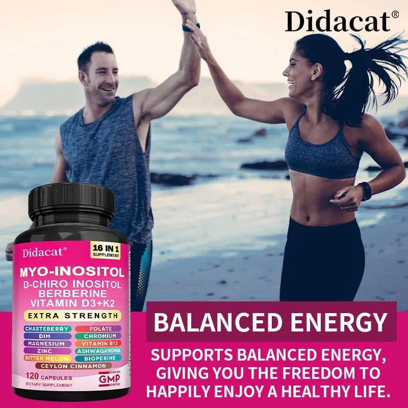 Myo Inositol Complex Capsules D-Chiro-Inositol & Vitamin D3 K2 Natural Daily Wellness Mood Relaxation & Body Vitality Support