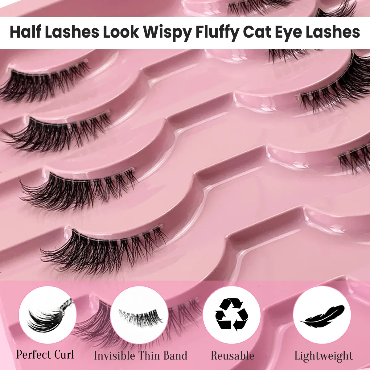 Black Eyelashes 10 Half Lashes Soft Natural Cat Eye Lashes Makeup Tool Extension Fluffy Faux Cils back-to-school season
