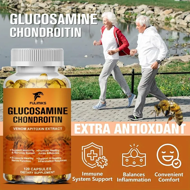 Glucosamine 1500 mg Chondroïtine 1200 mg Capsules extra-fortes Soutien des articulations Supplément de soutien immunitaire antioxydant pour adultes — image 4