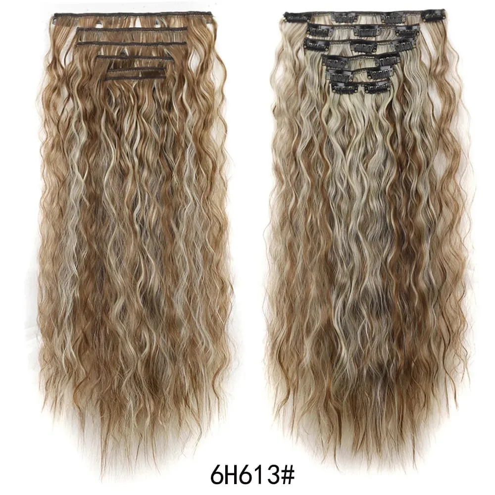 Corn Hair Extensions 6Pcs 20 Inch Clip In Hair Extensions Curly Clip Ins Hair Extension Invisible Natural Hairpieces For Women
