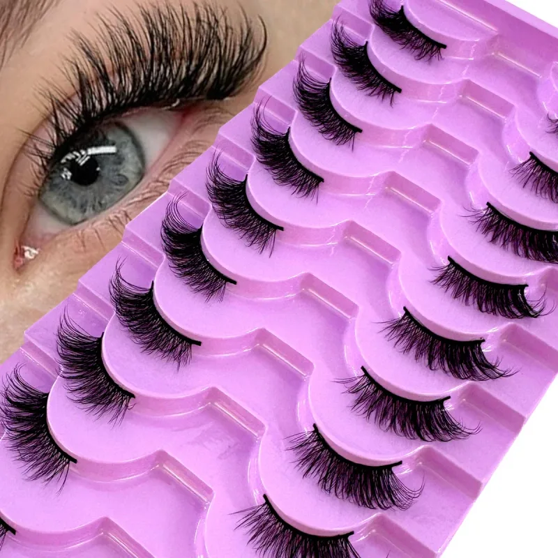 Demi-Cils 10 paires Demi-Cils doux naturel Cils yeux de chat outil de maquillage Faux Cils Extension moelleux Faux Cils