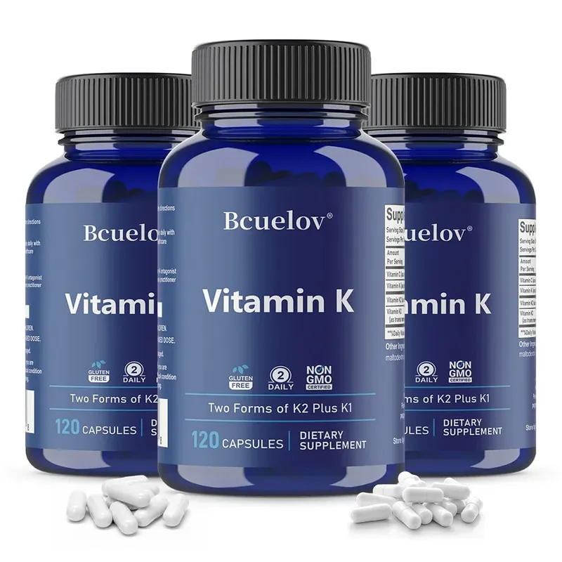 Vitamin K2 (MK-4 & MK-7) Capsules High Absorption Supplement for Bone Density Teeth Joint Cardiovascular & Immune Health