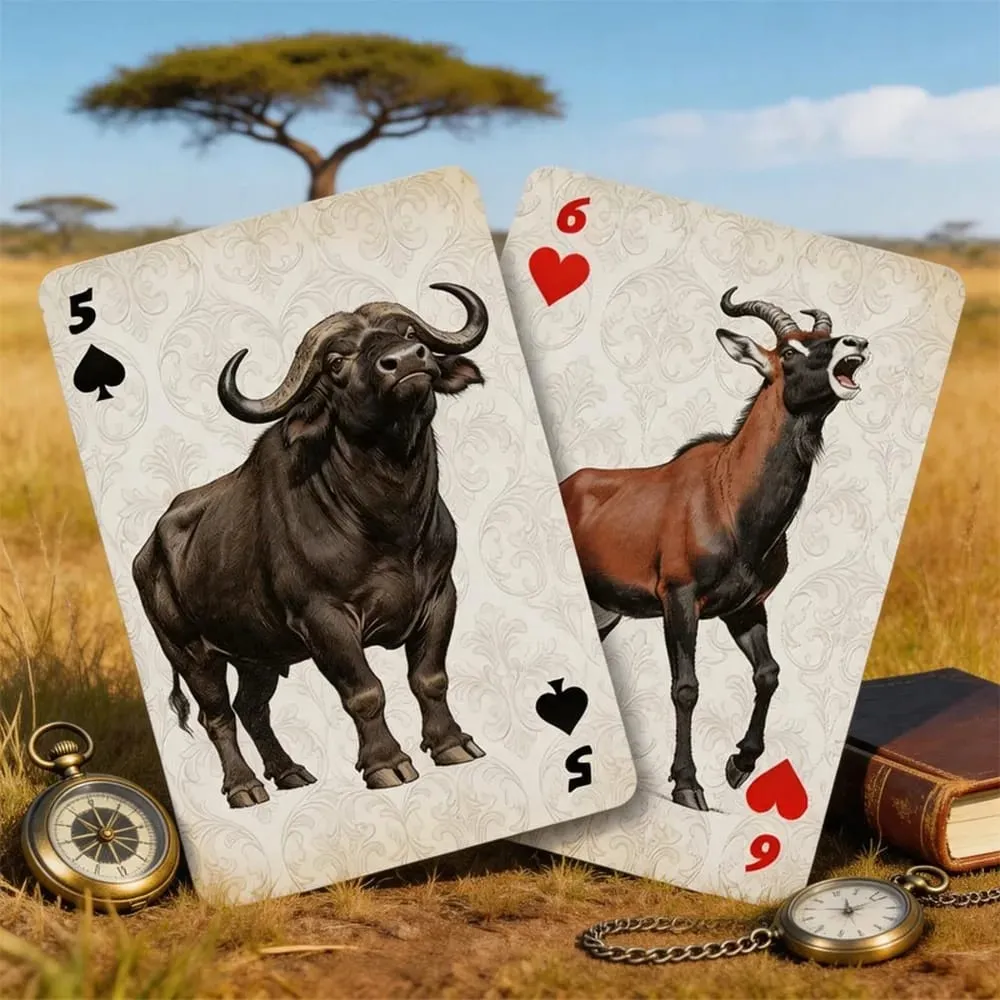 Cartes à jouer en forme d'animaux de la savane, jeu de cartes de poker en papier de qualité supérieure, mélange lisse, pour jeux de société de fête et performances magiques