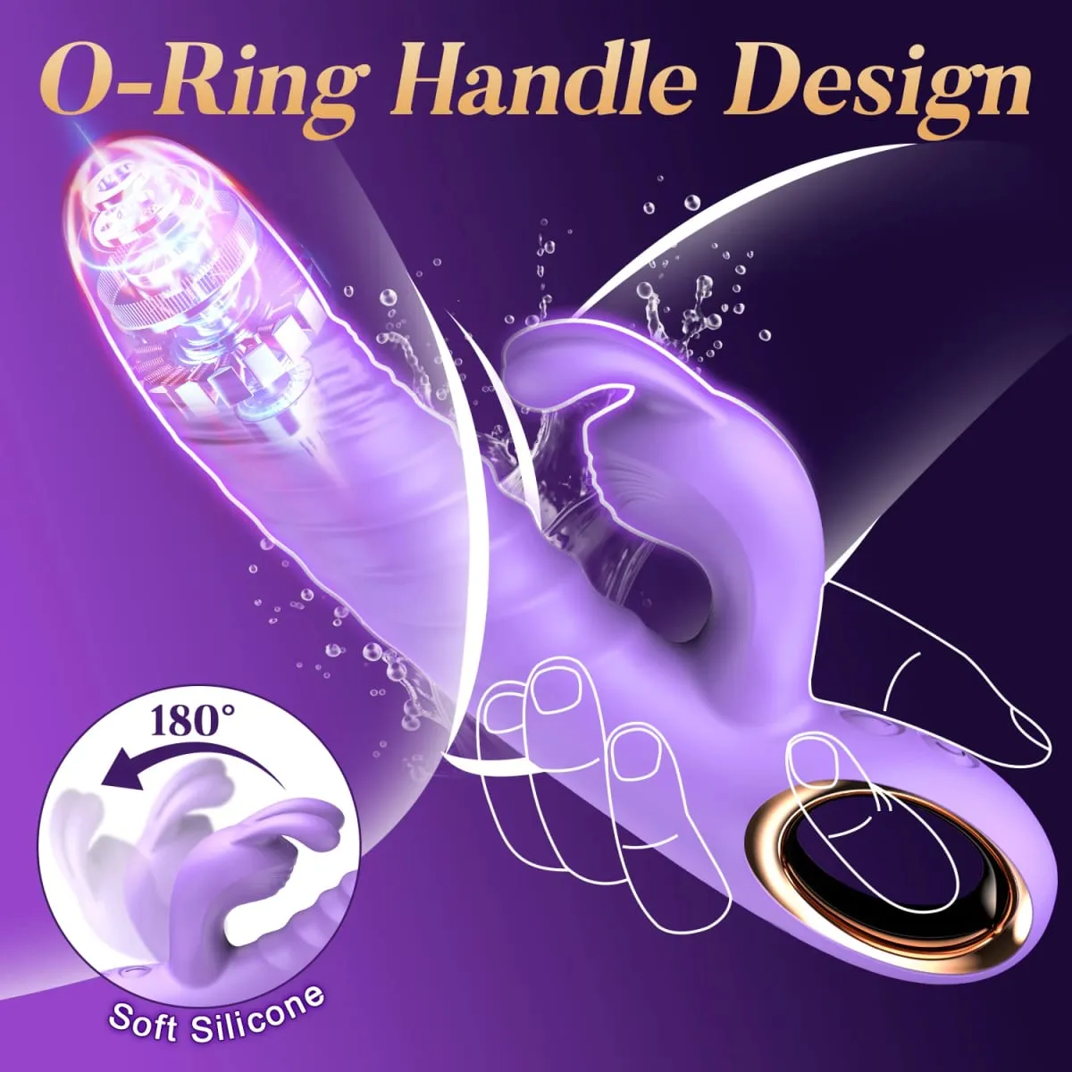 Rabbit Thrusting G Spot Vibrator Anal Dildo with 10 Vibrating Thrusting Liquid Silicone Vaginal Massage Adult Sex Toys for Women