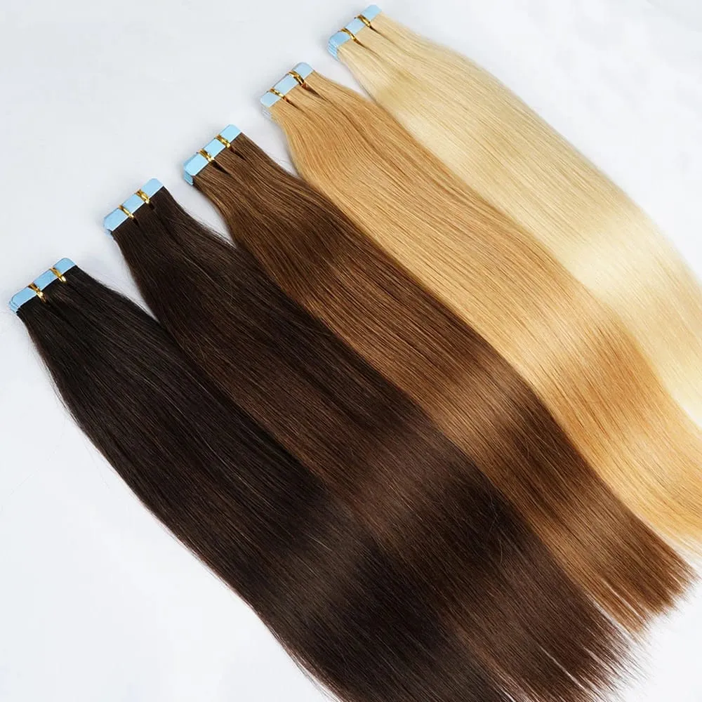 Doreen Tape in Hair extensions 100% Human Hair Material 16 to 24 inch 50g/set Natural Black Hair Extensions Real Human Hair
