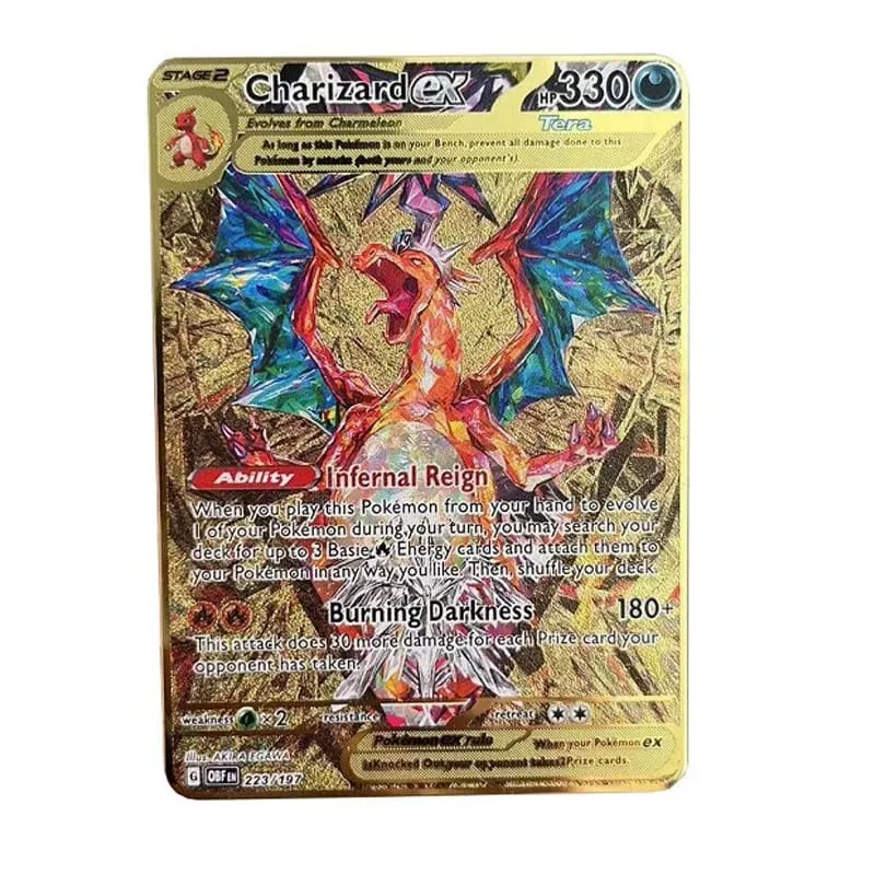 Raffreddare NUOVO Pokemon Carta di Metallo 10000 Punti Arceus Charizard Super Carta Inglese Mewtwo Lucario Greninja Lillie Anime Carte