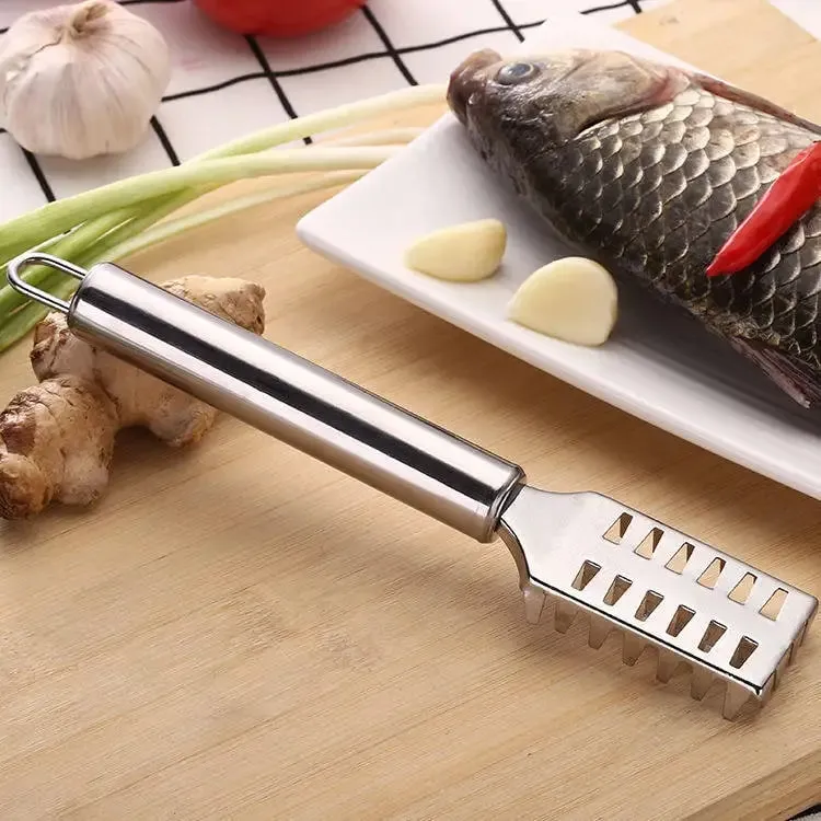 Fish Scale Remover Stainless Steel Anti-Splash Scraper with Ergonomic Non-Slip Grip Rust-Proof Kitchen Gadget for Fish Cleaning