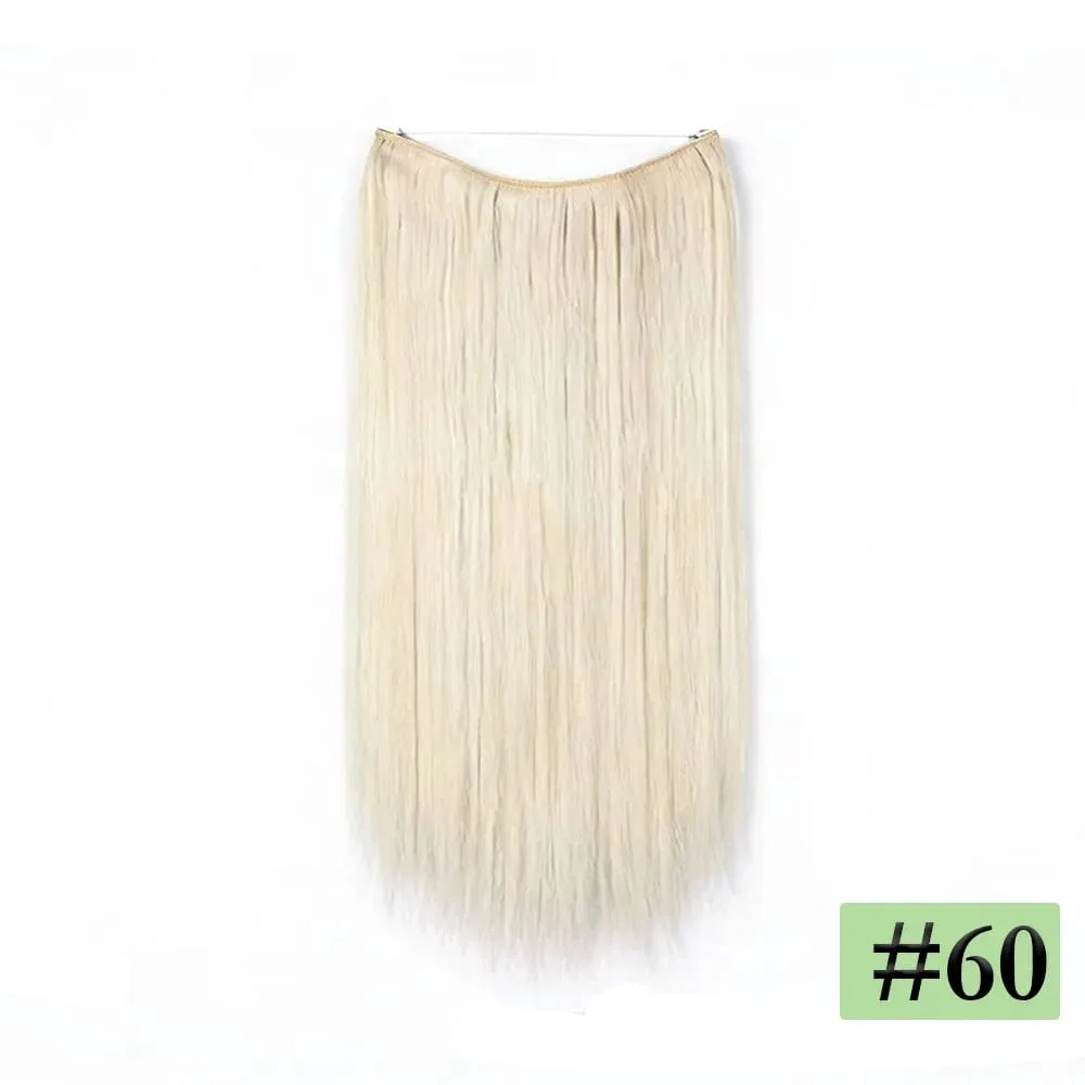 22" Long Straight Invisible Halo Hair Extensions 120g/pc 27-613 Blonde Synthetic Fish Hair Pieces Ombre Brown Wire Clip In Hair