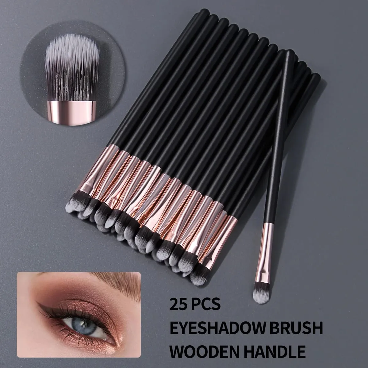 Wholesale 25PCS Single Eyeshadow Shader Brush Fluffy Dual-Tone Hair Eye Makeup Applicator Bulk Eyeshadow Brushes For Salon Perso — image 3