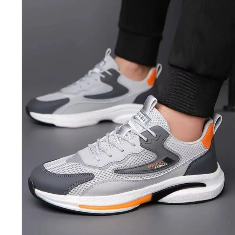 Men's Mesh Sport Shoes Casual Breathable Leather Upper Comfortable Fashion Running Shoes Student Sneakers Footwear