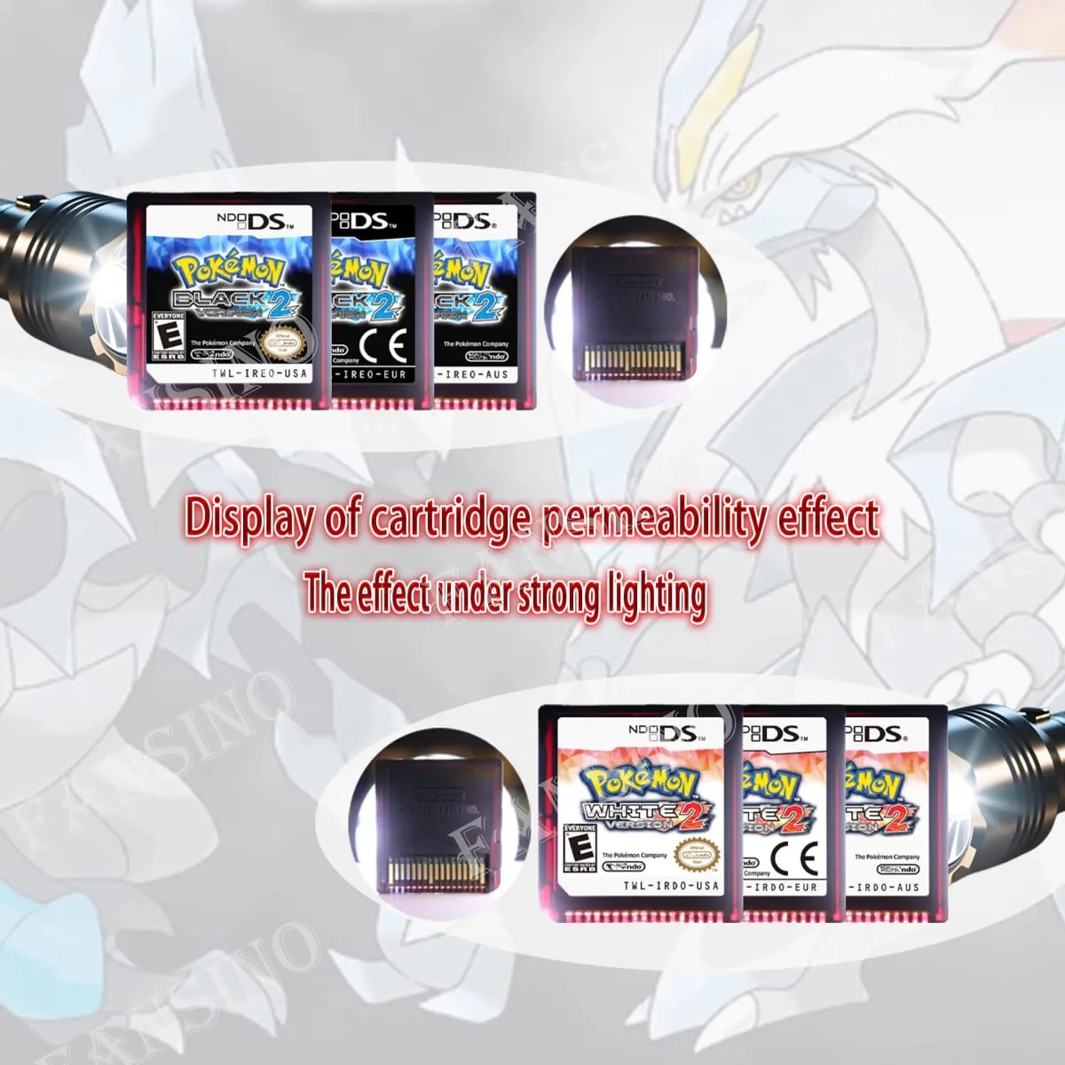 (USA EUR AUS) Pokemon Black White 1/2 Version High Quality Authentic 1:1 Replica DS Video Game Cartridge For DS 2DS 3DS Console