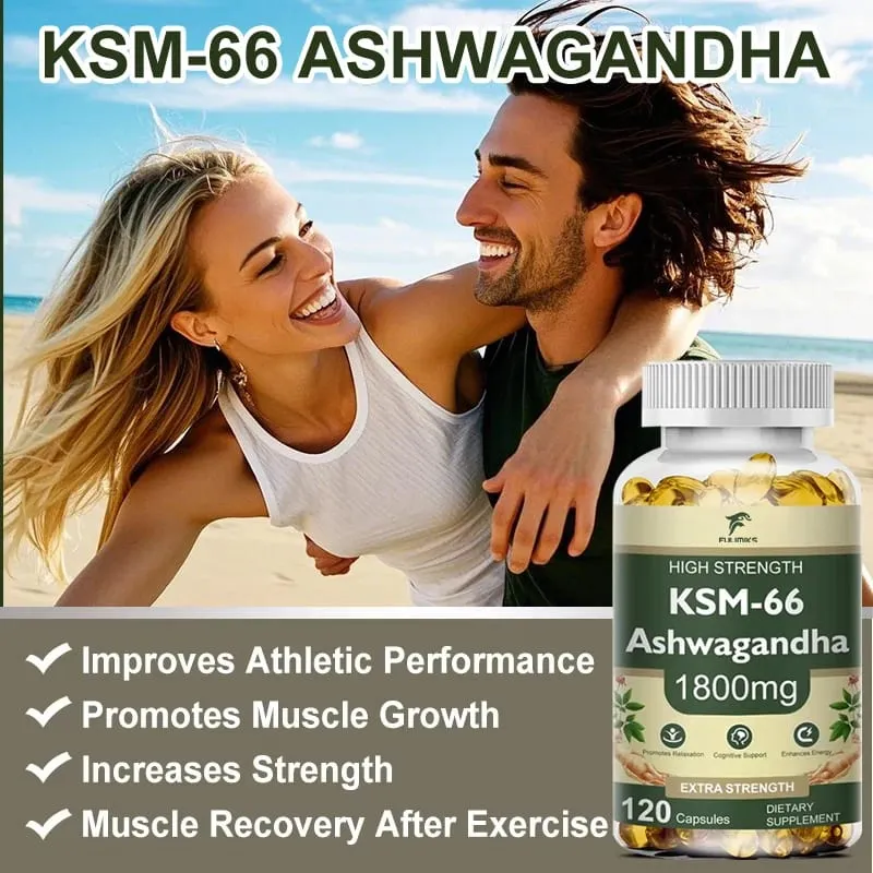 Buy 2 Get 2 Free! High-Potency KSM-66 Capsules 2100mg Supports Energy Focus & Physical Performance Pure Root Extract