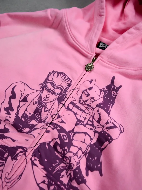 Hoodies Harajuku Oversized Mens Womens Jojo Bizarre Splicing Embroidery Zip Up Hoodie Hip Hop Couples Y2k Street Sweatshirt