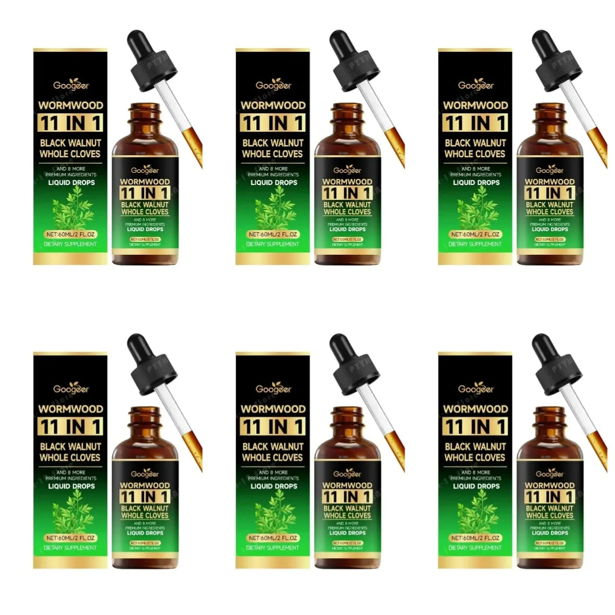 Wormwood 11 in 1 Liquid Drops - Black Walnut & Whole Cloves with Berberine Turmeric for Gut Health & Digestive Support 60ml