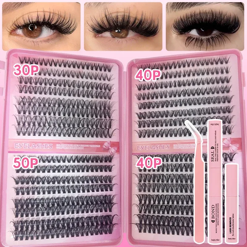 DIY Manga Spiky Cluster Lash Extensions Natural Mega Volume Individual Pre-Cut Segmented Lashes for At-Home Eye Makeup